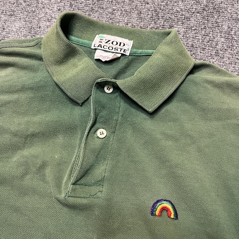 Vintage Izod Lacoste 70s “Grand Patron” Green Polo Shirt Size Medium Made USA
